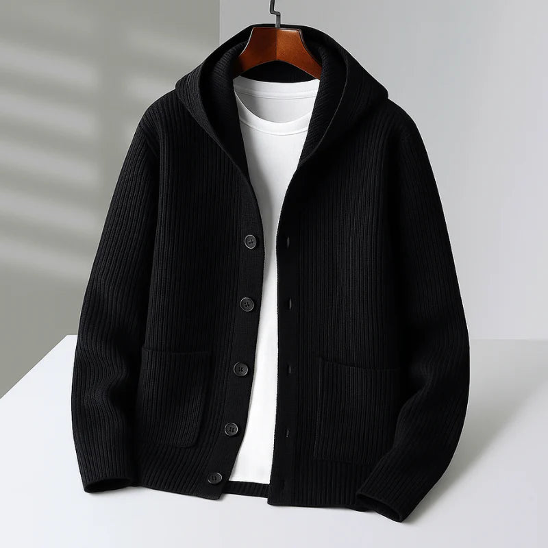 ARLO | CARDIGAN TRICOTÉ À CAPUCHE MAILLE DOUCE