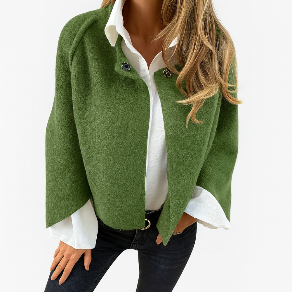 Short coat with chic flared sleeves