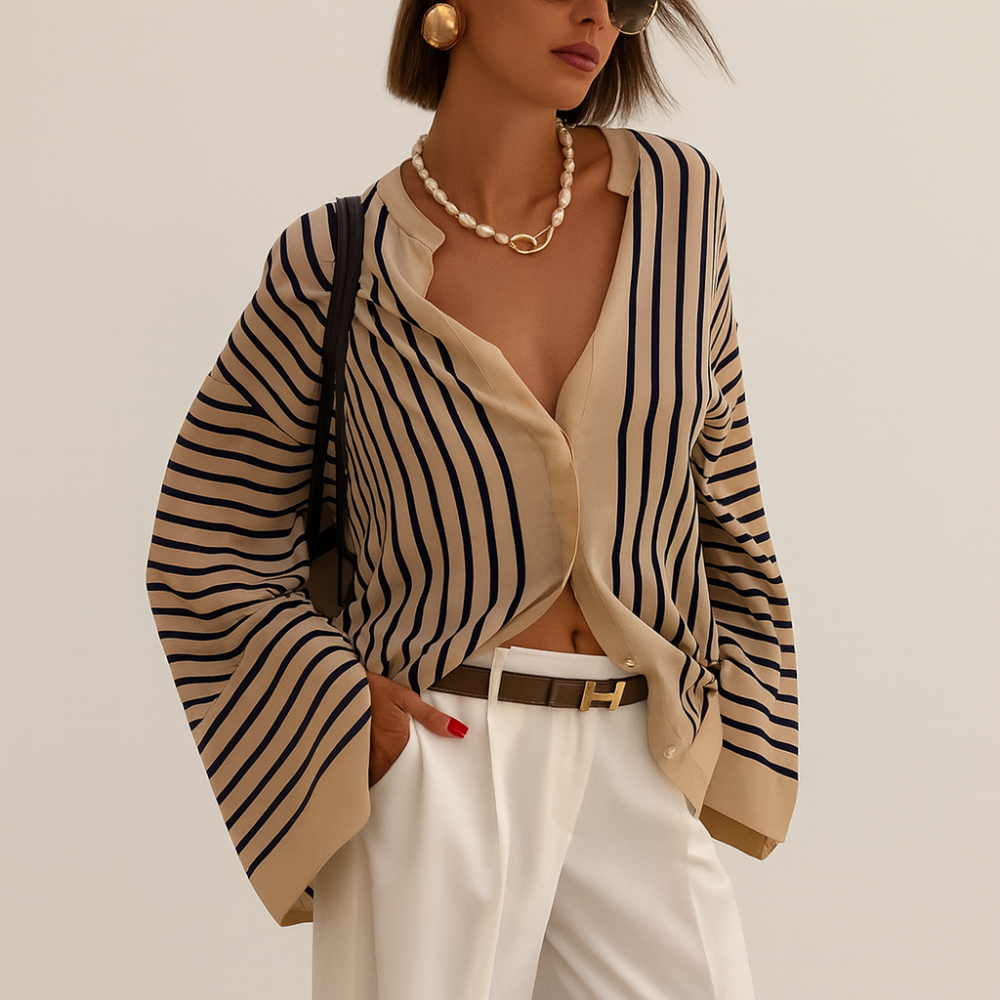 Casual striped slit shirt