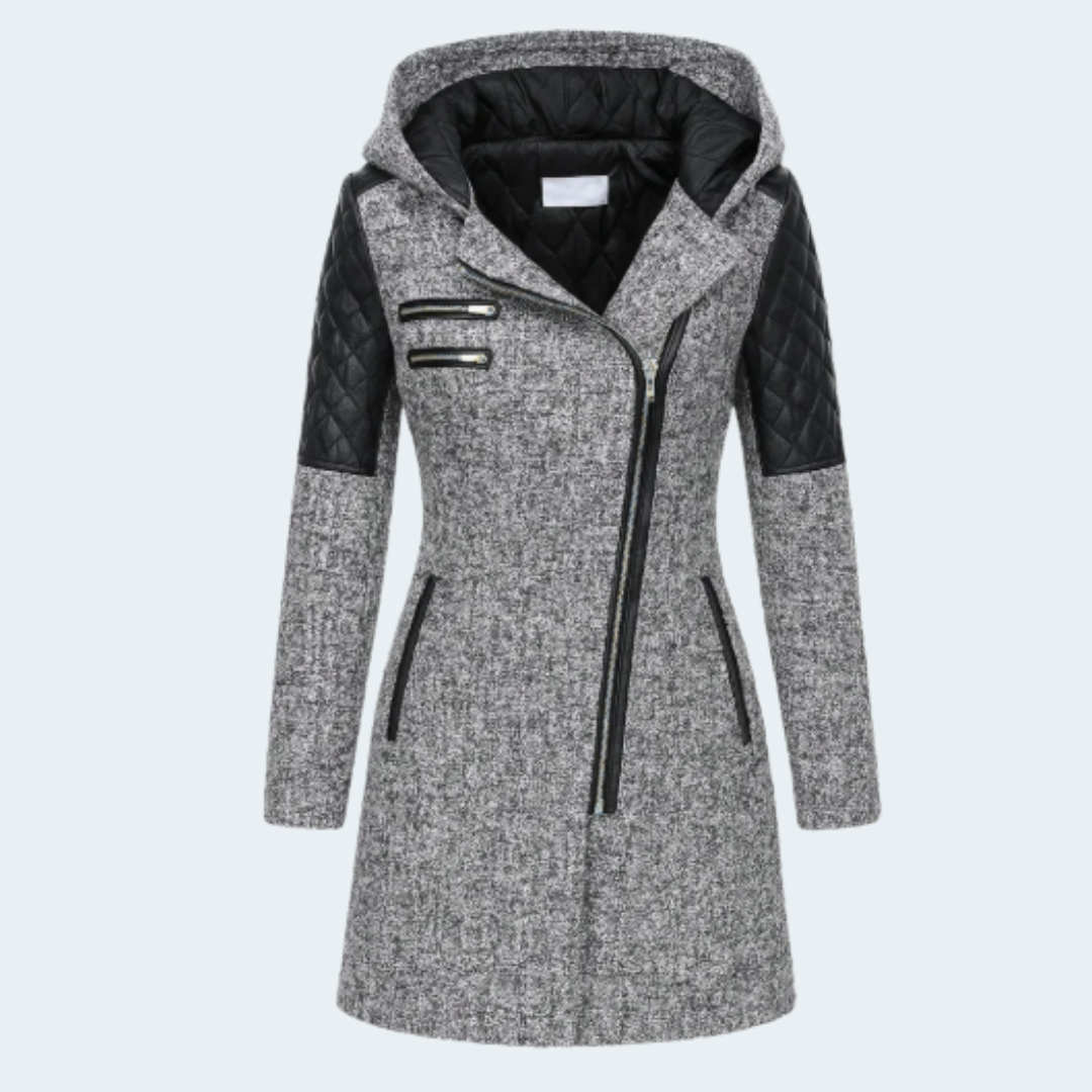 LYANA™ | MANTEAU À CAPUCHE AVEC FERMETURE ÉCLAIR DORÉE